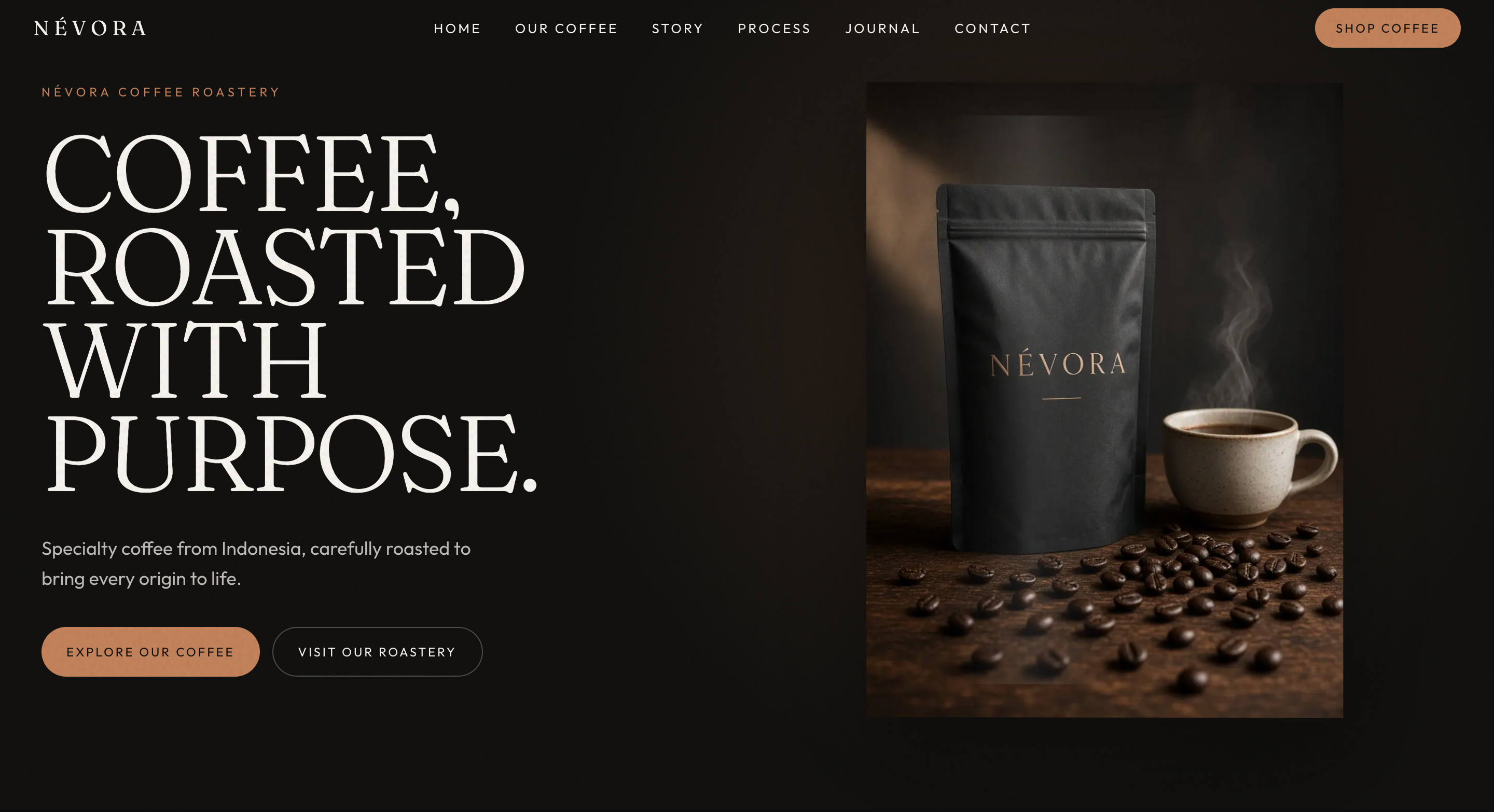 NÉVORA – Premium Specialty Coffee Brand Website